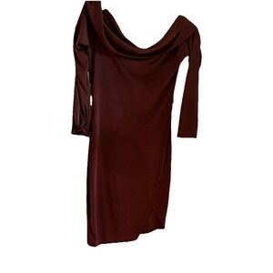 Vintage Charlotte Russe Sz M Plum LS Dress Boat  Neck Fitted Y2K  Dark Romance